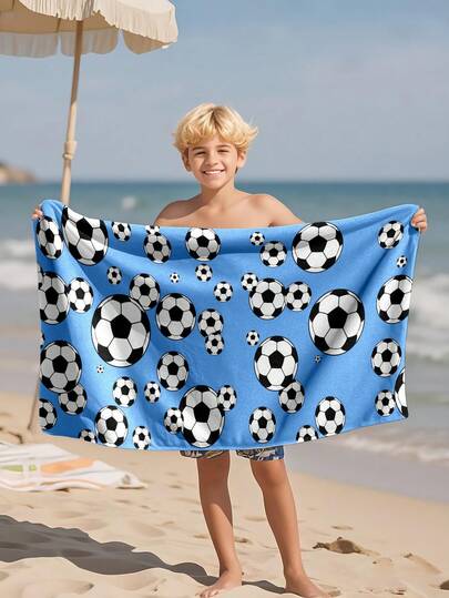 1 pieza Toalla de playa con elemento de fútbol para niños, manta de playa extra grande de microfibra súper suave, toalla de baño súper absorbente, adecuada para viajes, piscina, buceo, surf, yoga, camping, disponible en varios tamaños, accesorios de playa para playa, piscina, viajes, camping, yoga