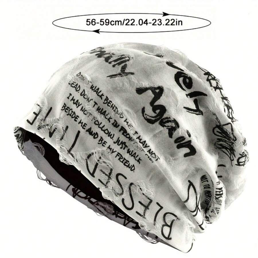 Unisex Outdoor Sports Knit Cap For Autumn And Winter, Featuring A Retro Design With Letters, Suitable For Both Men And Women - trắng - Xem 1