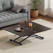 Extendable Lift Top Dining Table Coffee Table, 4 IN 1 Height Adjustable Multifunction Convertible Table For Living Room, Dining Room, Black & Brown - Dark Walnut - View 8