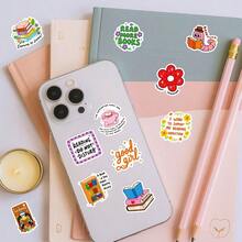 56pcs Book Reading Text DIY Creative Graffiti Stickers, Tablets, Computers, Laptops, Phone Cases, Guitars, Desktops, Water Bottles, Suitcases, Skis, Decorative Art Stickers, Hand Account Decorative Stickers - Multicolor - View 6