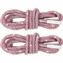 2pcs 100cm Crystal Rhinestone Shoelaces, Fashion DIY Glitter Shoelaces, Crystal Cap Drawstring, Shoe Accessories Decoration - White - View 2