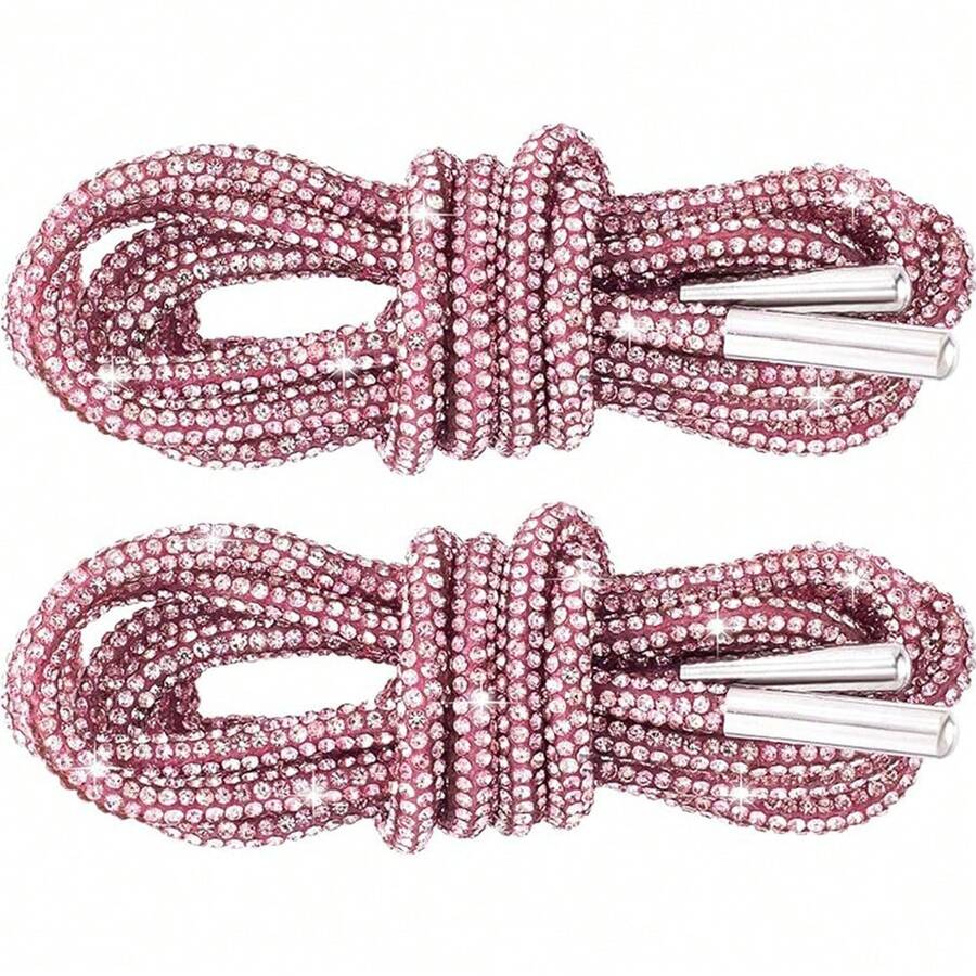 2pcs 100cm Crystal Rhinestone Shoelaces, Fashion DIY Glitter Shoelaces, Crystal Cap Drawstring, Shoe Accessories Decoration