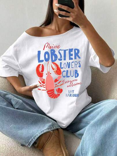 Kadınlar için Günlük Seyahat Baskılı Desenli Tişört