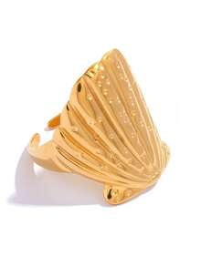 Frminee Bộ 4 nhẫn/1 nhẫn thép không gỉ mạ vàng hình sao biển và vỏ sò, kiểu dáng nàng tiên cá, vỏ sò và điệp khúc, có thể xếp chồng lên nhau, chống thấm nước, phong cách Boho, quà tặng trang sức du lịch nghỉ dưỡng dành cho nữ. - Vàng - Xem 9