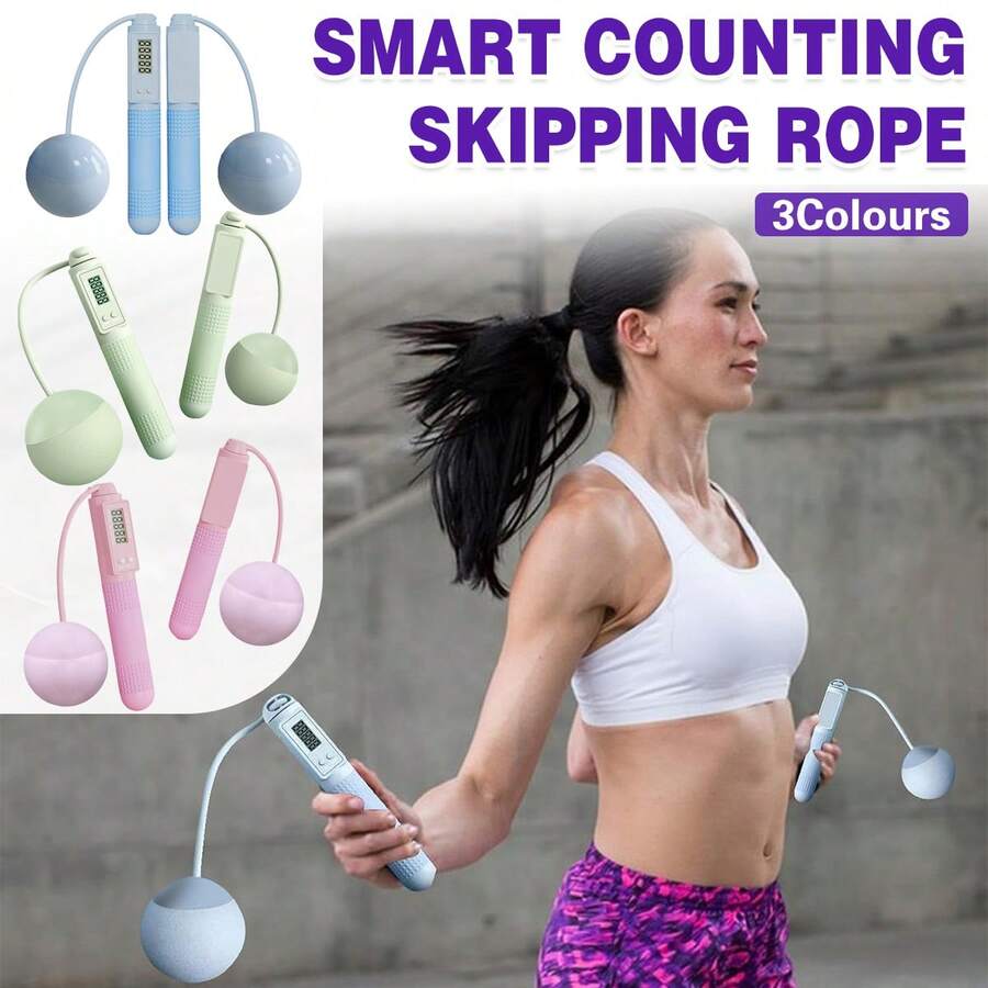 Aimall Adult Dual-Use Jump Rope, Smart Statistic Steel Wire Rope, Sports Equipment, No Household Rope, Weighted Jump Rope, Customizable. - Pink - View 1