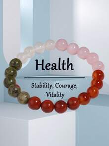 女士同理心守护手链，玫瑰石英、绿帘石、红玉髓、红碧玉，增强自信、勇气，提升能量、活力和健康，瑜伽冥想饰品 - 彩色 - 查看 7