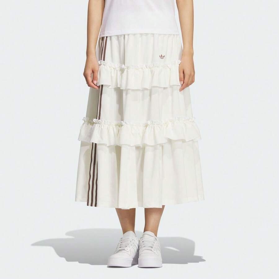 Adidas Originals 女士超长梭织长裙 KQ6506 - 白色 - 查看 1