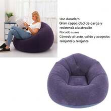 Sofá Inflable Portátil, Sillón Inflable Familiar, Flocado, sofá Plegable de PVC para Sala de Estar, Dormitorio, Balcón y Oficina - Blanco - Ver 1