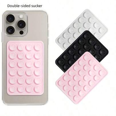 3pcs/24pcs Double-Sided Portable Movable Phone Stand, Universal Square Phone Suction Cup, Super Strong Silicone Non-Slip Phone Case Hanger, Hands-Free Selfie & Video Accessories, Multi-Functional Phone Accessories Fit All Models