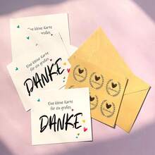 50pcs German "Danke" Thank You Cards, 6 Designs With Heart Accents, Appreciation Notes Suitable For Weddings, Birthdays, Thanksgiving And All Occasions, High-Quality Card Paper For German-Speaking Friends And Family - 50 قطعة من القلوب السوداء الصغيرة - مشاهدة 4