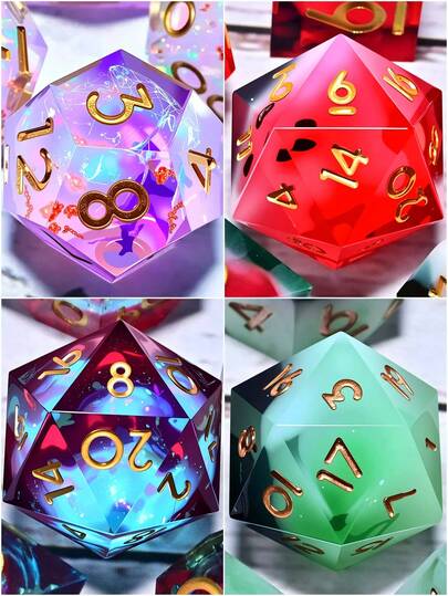 Juego de 7 dados de resina RPG - Dados poliédricos para juegos de mesa, juegos de rol manuales y regalos festivos (Navidad/Acción de Gracias/Ramadán/Pascua)