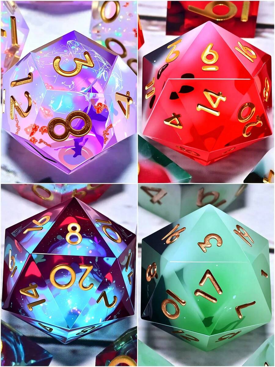 7 件树脂角色扮演游戏骰子套装 - 多面骰子，适用于桌游、角色扮演游戏和节日礼物（圣诞节/感恩节/斋月/复活节） - 彩色 - 查看 1
