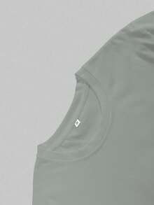 OVDY 男士圆领短袖休闲夏季复古印花T恤 - 淺灰色 - 查看 4