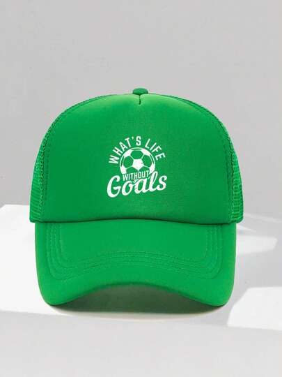 1pc Fashion Sponge Cap WHAT'S LIFE WITHOUT GOALS Letter Printing Adult Truck Driver Hat Baseball Hat Fishing Hat Funny Gift Hat For Men And Women Spring And Summer