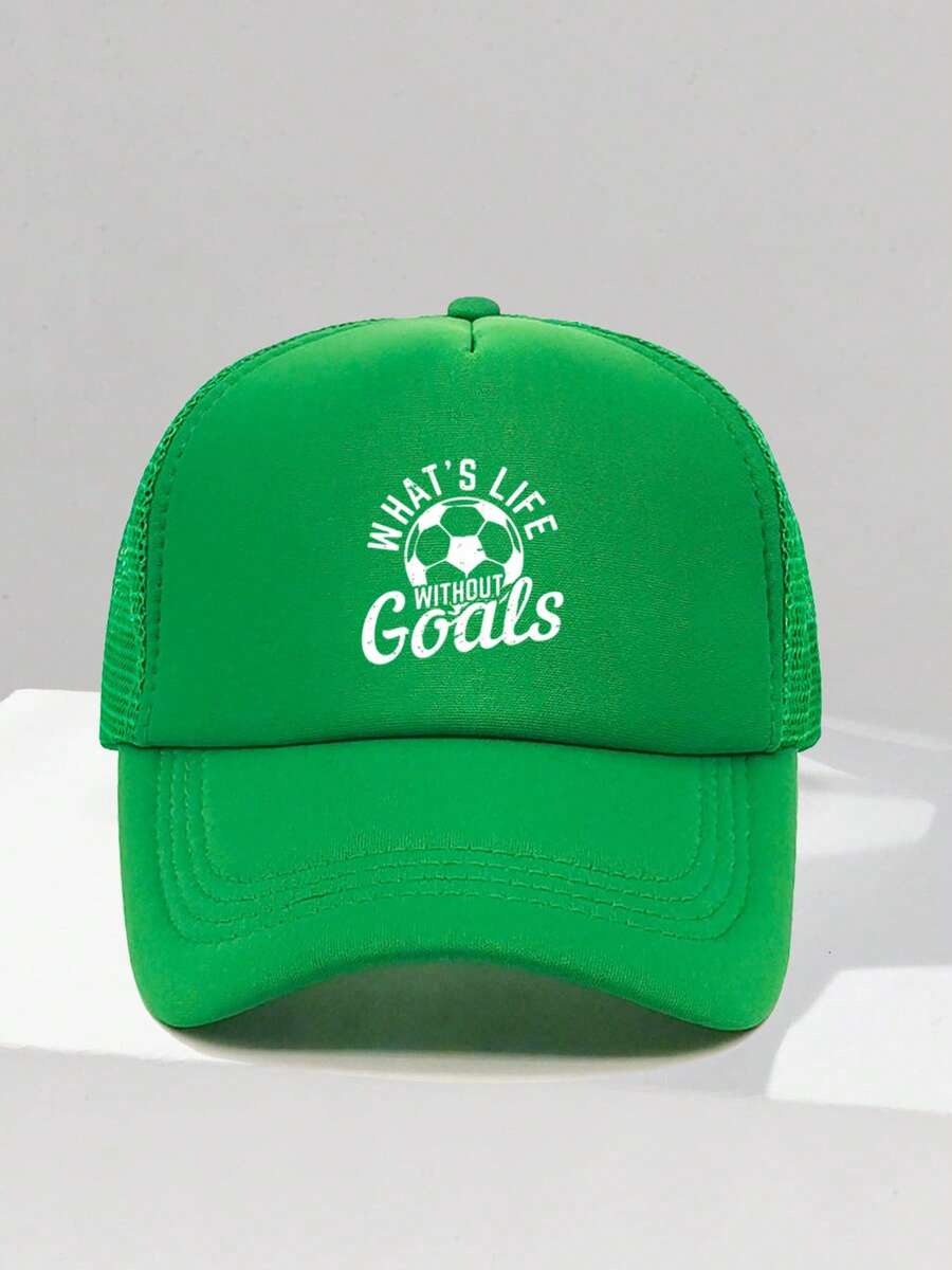 1pc Fashion Sponge Cap WHAT'S LIFE WITHOUT GOALS Letter Printing Adult Truck Driver Hat Baseball Hat Fishing Hat Funny Gift Hat For Men And Women Spring And Summer - Multicolor - View 1