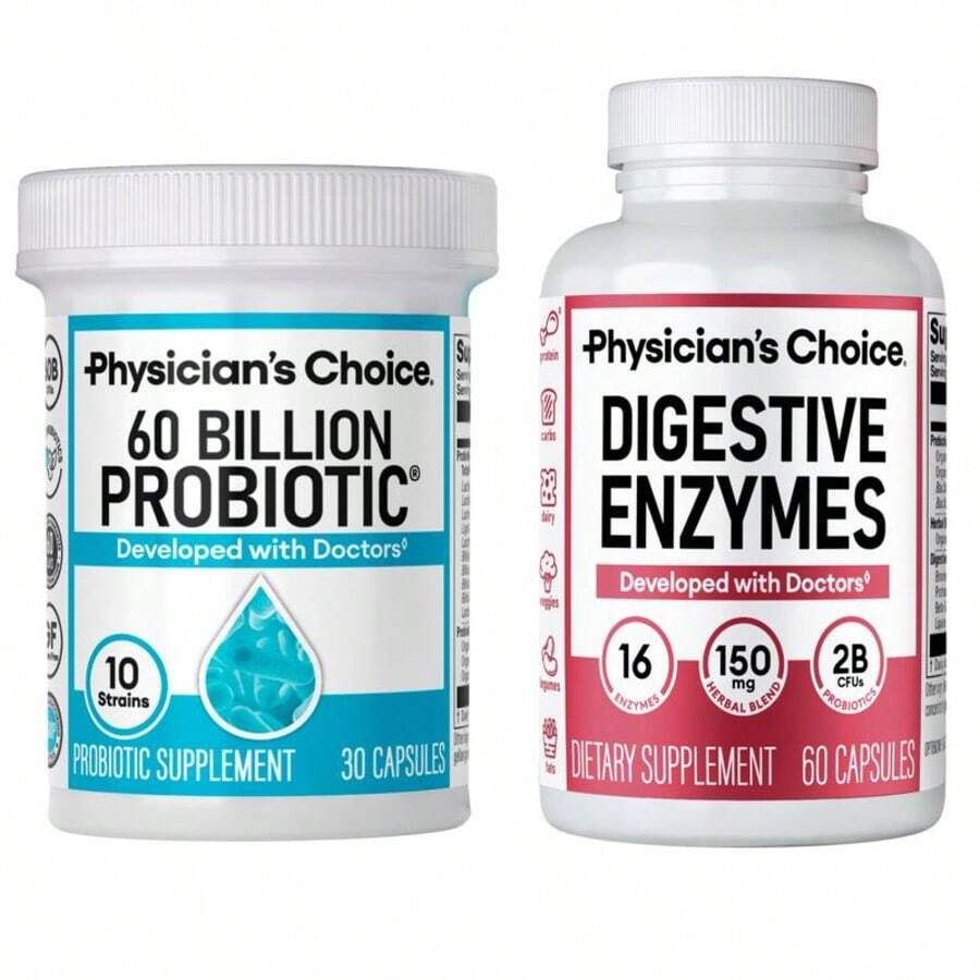 Physician's Choice Hack Your Tummy Bundle: Bloating, Digestion & Immune Support For Men & Women With Digestive Enzymes & 60 Billion Probiotic - 一套 - 查看 1