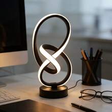 1pc Modern Minimalist Twist 8 Shape Desk Lamp, 3 Color Changing, Suitable For Creative Decor, Mood Lighting, Living Room, Bedroom, Dining Room, Bedside Lamp - 插電三色款 - 查看 9