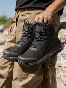 Botas de trabajo tácticas militares para hombre Botas de combate de cuero para motocicleta - Negro - Ver 4