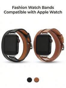 1PC Women Fashion Leather Watch Strap Compatible With IWatch 38mm 40mm 41mm 42mm 44mm 45mm 46mm 49mm, Stylish Black, Brown Leather Watch Band Compatible With Apple Watch Series Ultra 3/2/1 11 10 9 8 7 SE3 6 5 4 3 2 1, Fashion Smart Watchband Compatible With Apple Watch Bands, Bracelet Watch Strap Accessories - 38/40/41/42mm (S10/11) - View 12