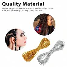 1/2pcs 5m Long Metallic Braided Hair Extensions, Stretchable Braiding Rope Decorative Accessories, Headpiece, Head Jewelry, Head Chain - Multicolor - View 5