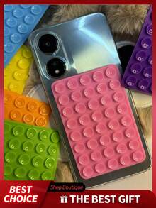 Double-Sided 80-Particle Silicone Suction Cup Phone Holder, Durable Adhesive Silicone Holder, Detachable Car Dashboard Lens, Reusable, Waterproof, Pressure-Reducing, Suitable For Selfies And Videos, Compatible With IPhone And Android. - Multicolor - View 7