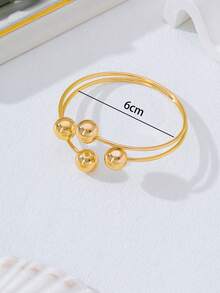 1pc Fashionable Minimalist Round Bead Open Cuff Bracelet, Elegant Metal Ball Line Design, Suitable For Women's Daily, Party, Outing Wear - Beaded Bracelet - View 3