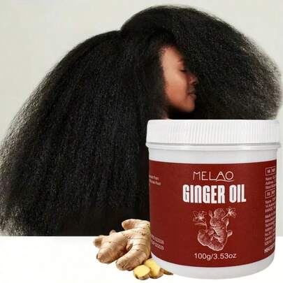  MELAO有机生姜油，100%纯天然冷压未精炼，适用于干性头皮和毛躁发质，滋养强韧秀发，增添光泽和柔顺度，天然护发，100克/3.53盎司