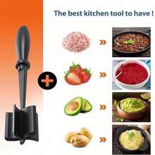 1 PC Heat Resistant Nylon Potato Masher, Non-Stick Non-Scratch Meat Chopper Tool, Dishwasher Kitchen Utensil For Fine Meat Cutting Potato Mashing Vegetable Salad Mixing Baby Food, Ideal For Home Cooking Daily Meal Prep And Baking, Kitchen Cooking Gadget Supplies - Multicolor - View 3
