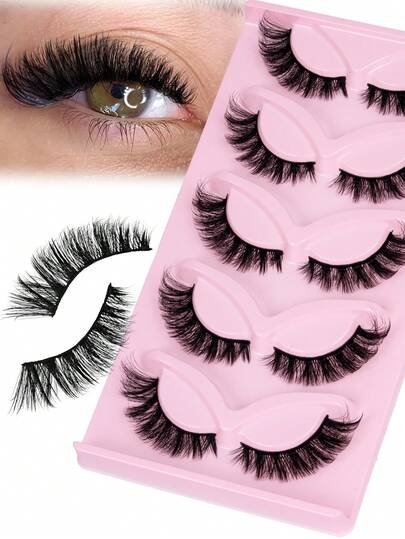 5 pares de pestañas de ojo de gato, suaves y ligeras, tiras de pestañas similares a las de visón para un aspecto de maquillaje natural, pestañas, pestañas postizas