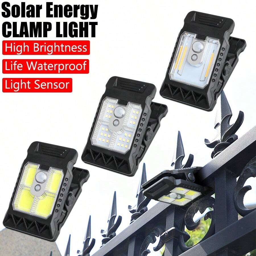 1件/2件/3件 LED 太陽能花園壁燈，附感應器，戶外防水燈，可充電夾燈，適用於景觀牆面裝飾