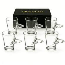 6件套创意小酒杯套装，60毫升/2盎司迷你玻璃杯礼盒装，动物造型威士忌酒杯，酒杯，小玻璃小酒杯，适用于伏特加、龙舌兰、白兰地、浓缩咖啡、烈酒等，是餐厅、酒吧、派对、送礼的理想之选，马年特惠，马年礼物 - 查看 20