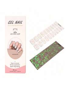 1 Box Of 20pcs Natural Long-Lasting Classic DIY Glow-In-The-Dark Sequin Green & Multi-Color Nail Gel Stickers, Easy To Apply And Remove, UV Cured Nail Gel Stickers - Multicolor - View 4