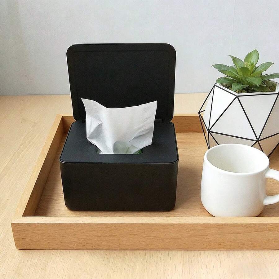 Refillable Wet Wipes/Tissue Box With Flip-Top Lid, Sealed Container To Keep Wipes Fresh, Wet Wipes Box (Black And White), Suitable For Bedside, Desk, Dining Table, Office Desk, Etc. - Multicolor - View 1