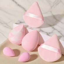 6pcs Makeup Sponge Set Includes 4 Ultra Soft Non-Absorbing Makeup Sponges + 2 Portable Triangle Powder Puffs, Soft & Skin-Friendly, Full Set With Storage - Multicolor - View 10