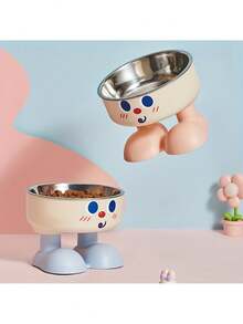 Cartoon High-Foot Cat Bowl, Design, Anti-Tipping, Protect Pet's Neck, Suitable For Dogs And Cats, Stainless Steel Dishware, High-Aesthetic, Dog Bowl, For Tabletop/Floor, Beloved Pet Gift - 300ml - View 8