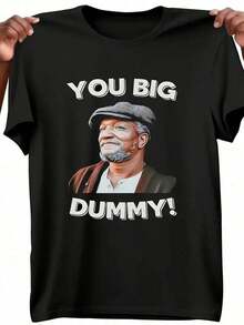 1 Pieza, 100% Algodón, Camiseta con Estampado de TV Divertido "You Big Dummy", Camiseta Casual de Temporada para Hombre, Camiseta de Algodón de Cuello Redondo de Manga Corta, Camiseta Deportiva para Exteriores, Regalo de Navidad y Acción de Gracias, Affilante. - Negro - Ver 1