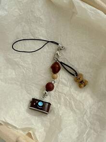 Lightweight Multi-Element Lanyard 1pc Vintage Series Phone Charm Pendant, Creative Camera & Bear Bag Charm Keychain, CCD Camera Hanging Accessory, Suitable For Daily Wear Spring Birthday Gift - Multicolor - View 6
