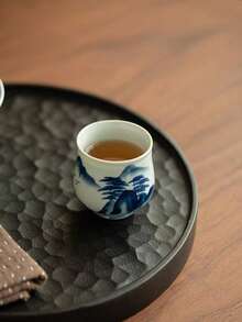 1个/2个/4个全新复古青瓷釉零钱包杯，陶瓷茶杯，功夫茶具，中式釉下彩绘青山图案个人主杯，客杯，适合赠送长辈、亲戚、老板。适合日常使用、聚会、派对。 - 彩色 - 查看 5