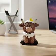 Highland Cow Figurine Cute Resin Animal Statues Decorations For Home Indoor Outdoor Garden Yard - D - 查看 1