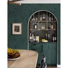 1卷加厚复古深绿色自粘壁纸，尺寸为17.7英寸 x 39.3英寸/118.1英寸/196.8英寸，防水自粘花卉压纹壁纸，适用于卧室、客厅、浴室、台面、衣柜内衬、墙面装饰 - 綠色 - 查看 7