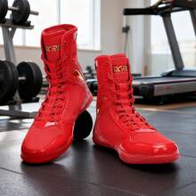 Zapatos de boxeo profesionales para mujeres para entrenamiento de fitness en interiores, zapatos de lucha, zapatos de combate de estilo libre y zapatos de sparring - Rojo - Ver 6