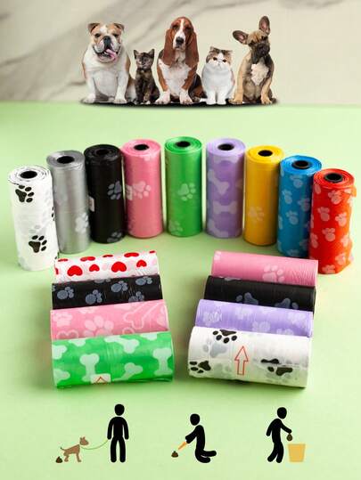 Leak-Proof Pet Waste Bags 1/6/8/10/20/30/40/50 Rolls | Thickened And Durable, Printed Dog Waste Bags, Effective Odor Control, Portable, Clean, Suitable For Car Trash Cans, Small Trash Cans, Can Replace Ordinary Trash Can Garbage Bags, Pet-Specific Garbage Bags, Leak-Proof Pet Waste Bags, Suitable For Outdoor Dog Walking, Smart Outdoor Dog Waste Bags.