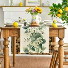 Camellia Floral Tablecloth For Summer, Spring Botanical Leaves Kitchen/Dining Table Decoration Home Party - Green - View 8