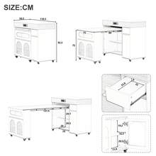 Kitchen Island On Wheels, Extendable Dining Table With Power Strips And Fluted Glass Top, One-Drawer Sideboard, Which Can Be Used As A Kitchen Island Or Sideboard For The Kitchen And Dining Room (White + Natural) - White + Natural Color + Medium Density Fiberboard - View 11