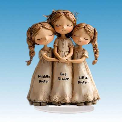 Three Sisters Embracing, Symbolizing Deep Family Bond, Companionship And Connection. This Figurine Embodies The Unbreakable Sisterly Love, Carrying The Shared Memories Of Growing Up Together, And Signifying That They Will Always Be Each Other's Strongest Support.