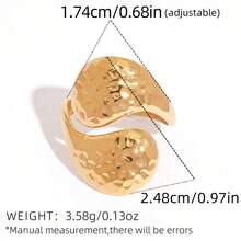 Frminee 3pcs/1pc Chunky Design Geometric Stackable Gold Stainless Steel Ring, Western Jewelry, Waterproof, Suitable For Daily, Date, Party, Holiday Accessories Gifts - Gold - View 10