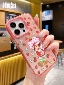 1 Piece IMD Pink Strawberry And  Girl Graphiccartoon Phone Case: Sweet Cool Style. Vibrant Pink, Shock-Absorbent, Compatible With IPhone16 Pro Max, 15/14 Plus, 13, 12, 11, 17,Waterproof, Shockproof, And Scratchproof Perfect Gift For New Year/Valentine's Day, Family/Friends/Lovers - 粉紅色2 - 查看 7