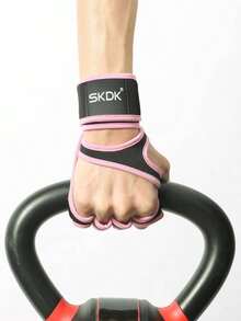 SKDK 1 Pair Ventilated Weight Lifting Workout Gloves For Men Women, Built-In Wrist Wraps And Non-Slip Palm Silicone Exercise Gym Gloves For Cross Training Powerlifting. - 粉色 - 查看 7