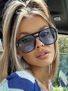 5件套女士方形耳钉时尚眼镜套装，橙色、黑色、黄色 - 5件(多色) - 查看 6