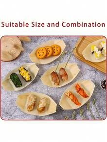 50pcs Wooden Boat-Shaped Trays, Suitable For Making Mini Food Plates, Desserts, Baked Goods, Appetizers, BBQ Party Decor. Perfect For Appetizers, Charcuterie, Snacks, Ideal For Parties, Weddings, Outdoor Gatherings, Home Entertainment - View 3